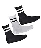 vitsocks Herren Sport Socken BAMBUS Retro Tennissocken Streifen (3x PACK) gepolstert atmungsaktiv, 2x schwarz 1x weiß, 43-46