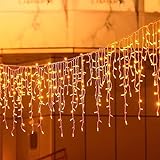 10M 400LED Eisregen Lichterkette Außen Innen,Weihnachten Lichterketten Außenbereich mit Timer,IP44 Wasserdicht 8 Modi Weihnachtsbeleuchtung Lichtervorhang Außen für Balkon,Party,Traufe,Geländer