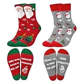 2 Paar Weihnachtssocken für Herren Damen Weihnachten farbigen gemusterten Weihnachtsstrick Crew Socken Urlaub warmen weichen Winter Geschenk Weihnachtsmann Neuheit Socken
