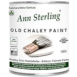 Ann Sterling 1Kg. Kreidefarbe Shabby Chic Feinste Farbe Innen und Außen Möbellack Bastellfarbe (Oldwhite Altweiß 01)