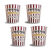 Bada Bing XXL 4er Set Popcorn Eimer Retro Popcornschüssel mit ca. 3 Litern Fassungsvermögen aus Kunststoff für Kinoabend wiederverwendbar74