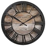 Uhr „Vintage“, schwarz und Holz D 39 cm - Kastanienbraun - Atmosphera créateur d'intérieur