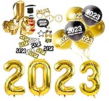 XXL Silvester Deko Set 2023 - mit Luftballons, Luftschlangen, Latexballons, Konfetti, Fotorequisiten als Dekoration zu Neujahr (XXL Set)