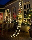 Geemoo LED Weihnachtsmann Leiter Lichterkette - 3M LED Weihnachtsbeleuchtung Strombetrieben mit Timer, Speicherfunktion, 8 Modi, für Innen Außen Weihnachtsbaum Fenster Weihnachten Deko (Warmweiß)
