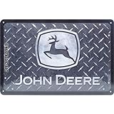 Nostalgic-Art 22316 Retro Blechschild, John Deere – Diamond Plate Black – Geschenk-Idee für Traktor-Fans, aus Metall, Vintage-Dekoration, 20 x 30 cm