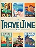 Travel Time Kalender 2023, Wandkalender im Hochformat (50x66 cm) - Reise-Plakate im Retrostil, Illustrationen und Plakatmalerei, Kunstkalender