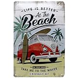 Nostalgic-Art Retro Blechschild Volkswagen Bulli T1 – Beach – VW Bus Geschenk-Idee, aus Metall, Vintage-Design zur Dekoration, 20 x 30 cm