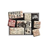 Nostalgic-Art 83117 Retro Kühlschrank-Magnete Route 66 Map – Geschenk-Idee für Biker, Magnetset für Magnettafel, Vintage Design, 9 Stück
