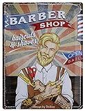 Dodino 30x40cm, blechschilder, BARBER SHOP, vintage, barber blechschild, Wandschild Blech Poster Retro Barber Shop