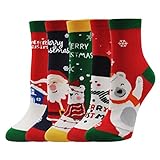 Weihnachtssocken Damen Bunte Lustige Socken: Witzige Socken Damen Baumwolle Muster Tiere Socken Weihnachten Geschenke für Frauen, 36-41, 5 Paare