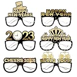 6 Stücke Frohes Neues Jahr Brillen 2023 Neujahr Deko Party Brillen,Neujahr 2023 Glitzern Schwarz Gold Papier 3D Brille Kindergeburtstag Party Foto Requisiten for 2023 Silvester Partyzubehör Deko