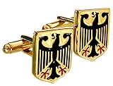 Unbekannt Wappen Manschettenknöpfe Adler vergoldet glänzend + Schwarze + rote Lackeinlage Plus Geschenkbox