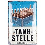 Nostalgic-Art Retro Blechschild, 20 x 30 cm, Tankstelle – Geschenk-Idee für Bier-Fans, aus Metall, Vintage Design mit Spruch