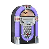auna Kentucky Home Audio Jukebox - Bluetooth, UKW-Radiotuner, USB-Port und SD-Slot, MP3-Wiedergabe, CD-Player, SRC LED Lighting System, AUX-In, Designgehäuse mit Eichenholz-Optik, kompakt, schwarz