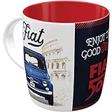 Nostalgic-Art Retro Kaffee-Becher, Fiat – Good Times – Geschenk-Idee für Auto Zubehör Fans, Große Keramik-Tasse mit Spruch, Vintage-Design, 330 ml, 1 Stück (1er Pack)