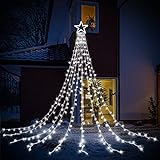 HOSPAOP LED Lichterkette Außen Weiß 320 LED Weihnachtsbeleuchtung Aussen Strom lichterketten mit 8 Leuchtmodi, Wasserdicht für Party, Garten, Baum, Weihnachten Deko