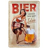 Nostalgic-Art Retro Blechschild, 20 x 30 cm, Immer eine gute Idee – Geschenk-Idee für Bier-Fans, aus Metall, Vintage Design mit Spruch