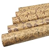 Premium Geschenkpapier Retro Ökologisches Recycling Papier 5 Rollen a` 2m x 70cm Natur Geschenkverpackung für Geburtstag Hochzeit Kraftpapier (Natur)