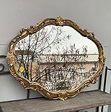 Dekorativer Barock Wandspiegel Gold Oval Spiegel Antik Spiegel Klassik Badspiegel 50x39 Prunk Spiegel c26