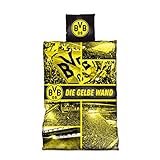Borussia Dortmund BVB-Biber-Bettwäsche Gelbe Wand (155x220cm)