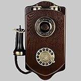 L-ROM Wählscheibentelefon Retro-Telefon mit authentischem Klingelring Wählscheibentelefon und Wandhalterung Vintage-Telefon für Zuhause, Küche, Hotel, Büro
