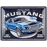 Nostalgic-Art Retro Blechschild, Ford Mustang – 1969 Mach 1 Blue – Geschenk-Idee für Auto Zubehör Fans, aus Metall, Vintage-Design, 30 x 40 cm