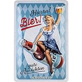 Nostalgic-Art 22335 Retro Blechschild Hurra Bier – Geschenk-Idee als Bar-Zubehör, aus Metall, Vintage-Design zur Dekoration, 20 x 30 cm