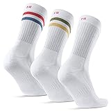 DANISH ENDURANCE Performance Crew Socken, Mehrfarbig Retro (1 x Roter/blauer Streifen, 1 x Weiß, 1 x Grüner/gelber Streifen - 3 Paare, Gr.- EU 35-38