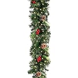 78Henstridge 180cm Weihnachtsgirlande Künstliche Tannengirlande mit Lichterkette,Tannenzweiggirlande Weihnachtsdeko Innen- und Außendekoration (Stil A)