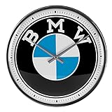 Nostalgic-Art 51097 Retro Wanduhr BMW – Logo – Geschenk-Idee für Auto Zubehör Fans, Große Küchenuhr, Vintage-Design zur Dekoration, 31 cm