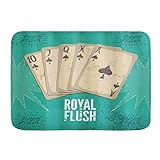 Fußmatten, Vintage Retro Casino Poster Druck Royal Flush mit Spielkarten Lucky Joker Hobby Image, Küchenboden Badteppich Matte Saugfähig Innen Badezimmer Dekor Fußmatte rutschfest