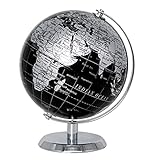 Exerz Metallisch Globus (Durchmesser: 14 cm) - Pädagogisch/Geografisch/Dekoration - Mit einem Metallfuß - in Englischer Sprache (14CM Metallisches Schwarz)