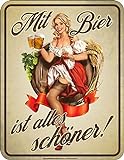 Deko Blechschild für Biertrinker - Mit Bier ist alles schöner
