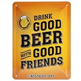 Nostalgic-Art 26204 Retro Blechschild Word Up – Drink Good Beer – Geschenk-Idee für Bier-Liebhaber, aus Metall, Vintage-Design mit Spruch, 15 x 20 cm