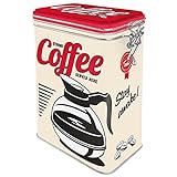 Nostalgic-Art Retro Kaffeedose, 1,3 l, Strong Coffee Served Here – Geschenk-Idee für Kaffee-Liebhaber, Blech-Dose mit Aromadeckel, Vintage Design