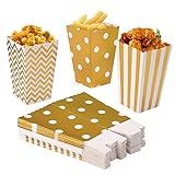 Czemo Popcorn Tüten Papertüte Popcorn-Boxen für Party Snacks, Süßigkeiten, Popcorn und Geschenke, 36 Stück (Gold)