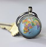 Vintage Globus Schlüsselanhänger Karte Schlüsselanhänger Afrika Reise Auto Zubehör Schlüsselanhänger in Bronze oder Silber