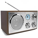 Blaupunkt RXN 180 Nostalgieradio in zeitlosem Holz-Design, mit PLL-UKW-FM-Radio, Bluetooth, AUX-IN, einfache Bedienung, hochwertige Drehregler & Holzkorpus für kraftvollen Klang, Walnuss