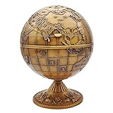 Fayme Vintage Metall mit Deckel Globe Aschenbecher EuroppIsch Retro Haus BüRo Hotel Aschenbecher Dekor Rauch ZubehhR, Gold