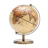 Exerz 14cm Antiker Globus- Englische Karte - Metallbasis Bronzierte Farbe - Pädagogische/geografische/moderne Schreibtischdekoration - für Schule, Zuhause und Büro