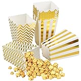 smatime 18 Stück Popcorn Boxen Gold, Popcorntüten Papier,Popcorn Tüten Klein für Snacks Popcorn, Candy Container für Partytüten,Geburtstag, Hochzeit und Filmabend