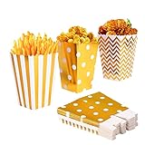Popcorntüten, 60 Stück Popcorn Boxen, für Party, Karneval, Filmabend, Gold