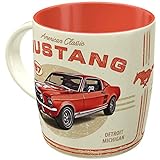 Nostalgic-Art Retro Kaffee-Becher, 330 ml, Ford Mustang – GT 1967 Red – Geschenk-Idee für Ford-Zubehör Fans, Keramik-Tasse, Vintage Design