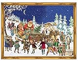 Nostalgischer Adventskalender / Weihnachtskalender für Kinder und Erwachsene mit Glitzer 'Nikolaus im Schnee'