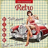 Red Robin Publishing Wandkalender 2024, Retro, quadratisch, RR241116
