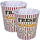 Bada Bing XXL Set Popcorn Eimer Retro Popcornschüssel mit ca. 3 Litern Fassungsvermögen aus Kunststoff für Kinoabend wiederverwendbar (2er Set)